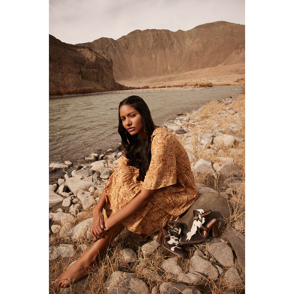 Myra Beth Jane Hairon Leather Boots - Handtooled Ankle Strap Brunch Boots for Bold Cowgirl Vibes