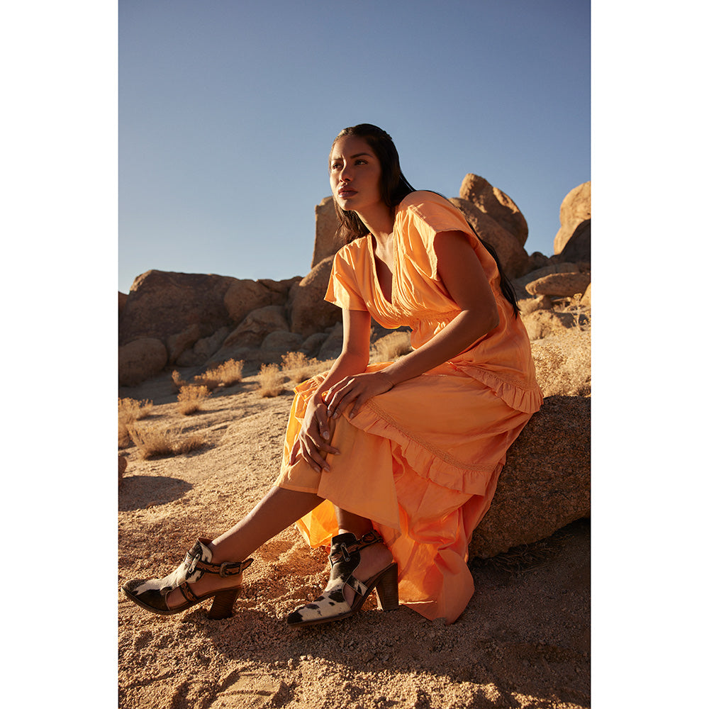 Myra Beth Jane Hairon Leather Boots - Handtooled Ankle Strap Brunch Boots for Bold Cowgirl Vibes