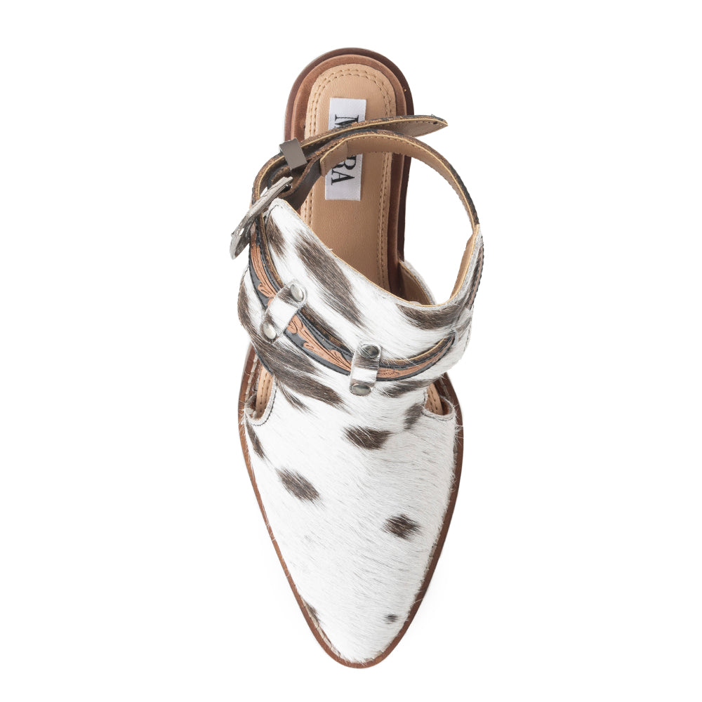 Myra Beth Jane Hairon Leather Boots - Handtooled Ankle Strap Brunch Boots for Bold Cowgirl Vibes