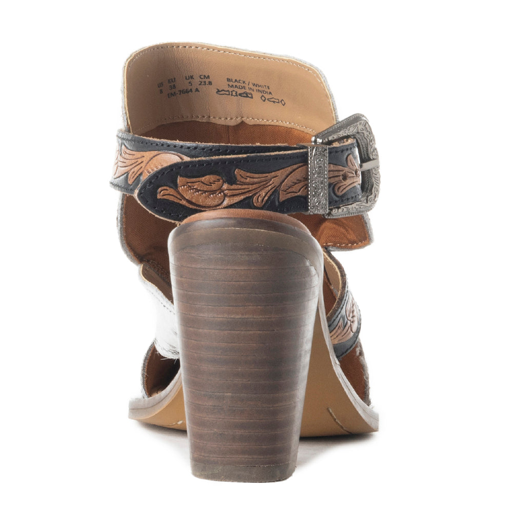 Myra Beth Jane Hairon Leather Boots - Handtooled Ankle Strap Brunch Boots for Bold Cowgirl Vibes