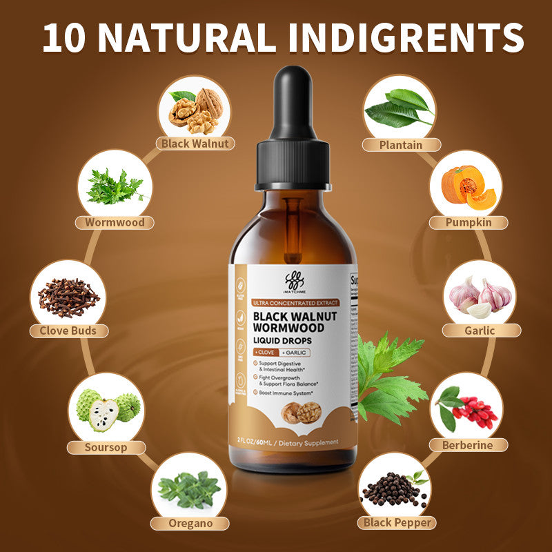 2fl oz Black Walnut Wormwood Clove Drops for Digestive Health,Gut Balance