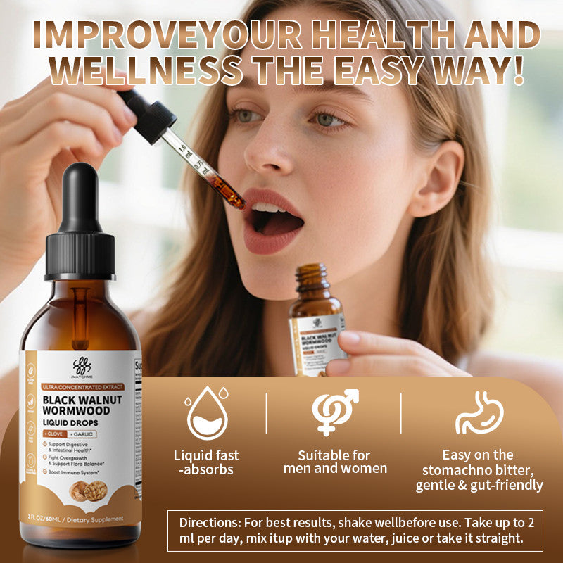 2fl oz Black Walnut Wormwood Clove Drops for Digestive Health,Gut Balance